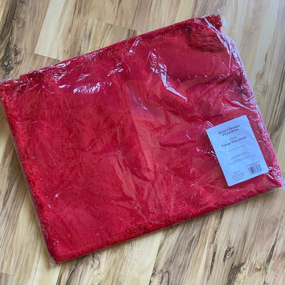 Red Fringe Extra Large Placemats - 6 pack